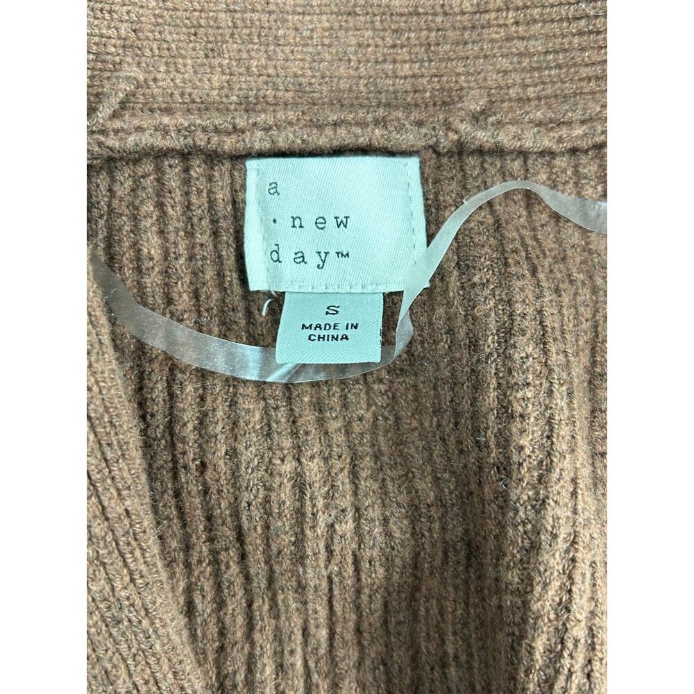 A New Day Womens Brown Open Front Cardigan Sweater S - Picture 8 of 9